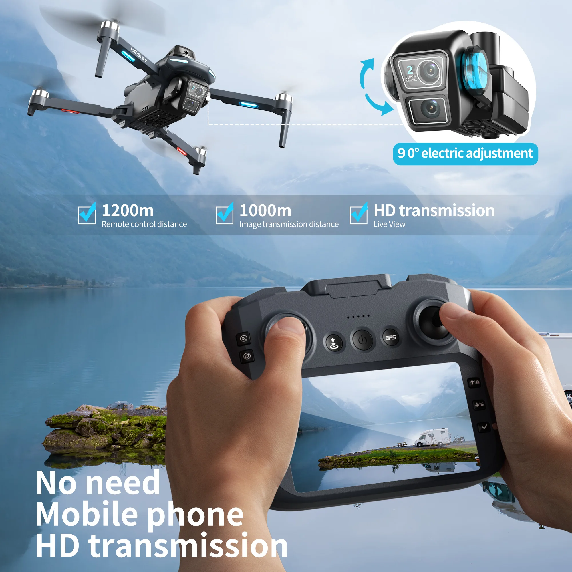 طائرة بدون طيار XT606 MAX GPS  - مراجعة Drone Camera Professional وسعره